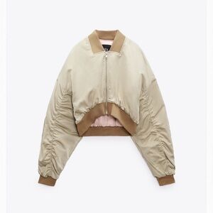 Zara cream and tan bomber jacket size small